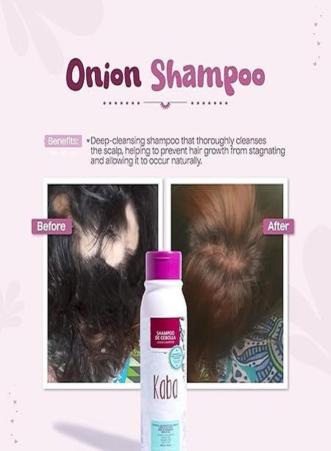 Kaba Onion Shampoo de Cebolla for Hair Growth, Sulfate-Free, Paraben-Free, Stimulates Hair Regrowth, Reduces Hair Loss, Deep Scalp Cleanse, All Hair Types - 500 ML - Image 2